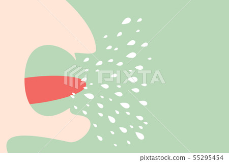 open mouth and tongue with flying saliva 55295454
