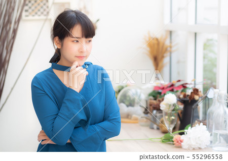 Beautiful portrait young asian woman smiling Beautiful portrait young asian woman smiling 55296558