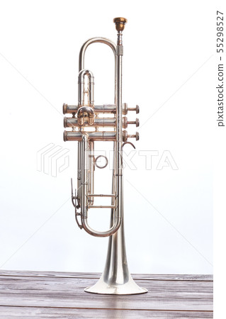 Trumpet instrument over white background. 55298527