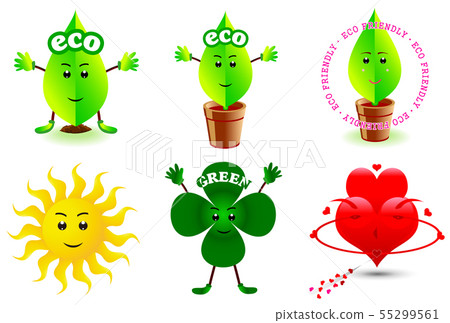 Eco plant character icon Eco plant character icon 55299561
