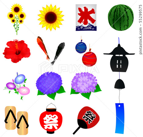 Summer sunflower hydrangea icon Summer sunflower hydrangea icon 55299575