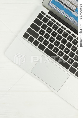 Silver laptop on white background. Silver laptop on white background. 55299654