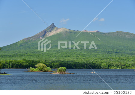 Taking a picture of the summer landscape of Komagatake, which was dyed green in Hokkaido Naniecho Onuma Park 55300183