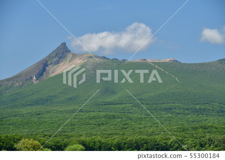Taking a picture of the summer landscape of Komagatake, which was dyed green in Hokkaido Naniecho Onuma Park 55300184