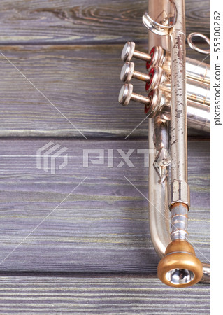 Old classical trumpet and copy space. 55300262