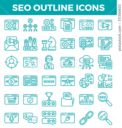 SEO Search engine optimization outline icons. 55300603
