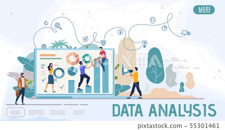 Business Data Analysis Flat Vector Web Banner - Stock Illustration ...