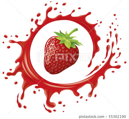 Red fresh Strawberry with splash and juice drops Red fresh Strawberry with splash and juice drops 55302190