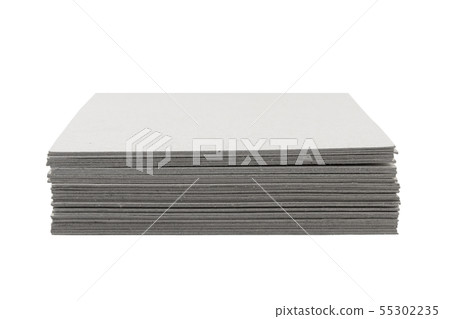 stack gray cardboard on white background 55302235