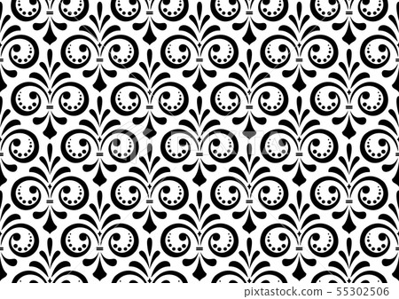 Floral pattern. Vintage wallpaper in the Baroque Floral pattern. Vintage wallpaper in the Baroque 55302506