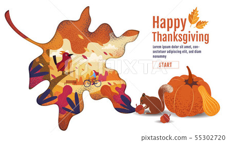 Happy Thanksgiving, Autumn, Banner Design Happy Thanksgiving, Autumn, Banner Design 55302720