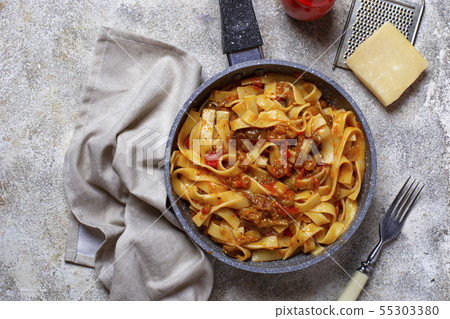 Pasta with eggplant and tomatoes 55303380
