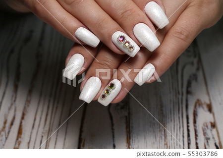 Amazing natural nails. Women's hands with clean 55303786