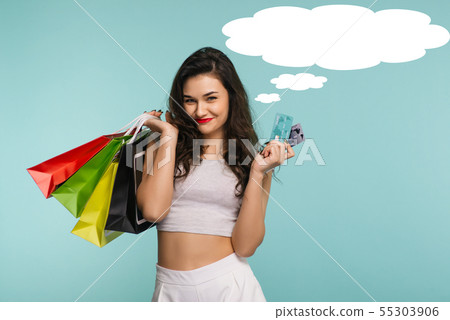 Close-up portrait of happy young beautiful woman 55303906