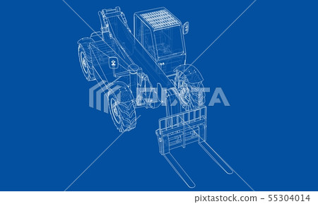 Forklift concept. Vector rendering of 3d Forklift concept. Vector rendering of 3d 55304014