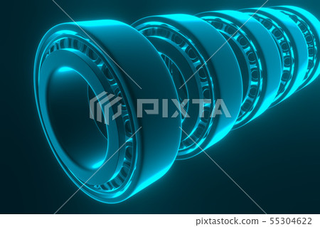 3D rendering. Automotive bearings auto spare parts. Tapered roller bearing 3D rendering. Automotive bearings auto spare parts. Tapered roller bearing 55304622
