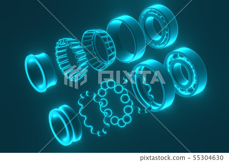 3D rendering. Automotive bearings auto spare parts. 3D rendering. Automotive bearings auto spare parts. 55304630