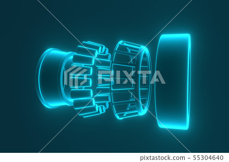 3D rendering. Automotive bearings auto spare parts. Tapered roller bearing 3D rendering. Automotive bearings auto spare parts. Tapered roller bearing 55304640