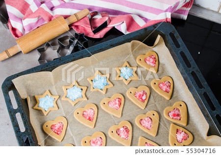 The process of making cookies and Christmas The process of making cookies and Christmas 55304716