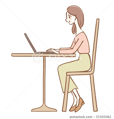 工作在咖啡館的婦女的例證 工作在咖啡館的婦女的例證 55305062