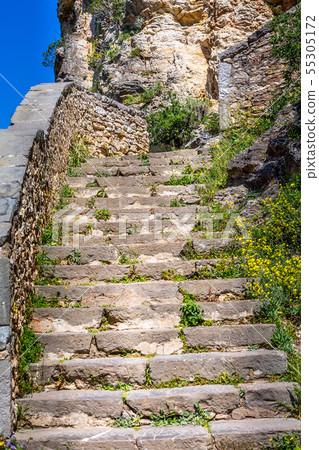 Ancient castle staircase in Nafplio 55305172