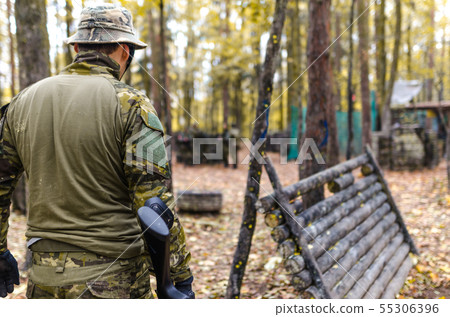 Army soldier in forest Army soldier in forest 55306396