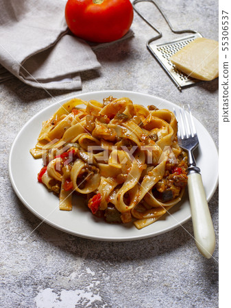 Pasta with eggplant and tomatoes Pasta with eggplant and tomatoes 55306537