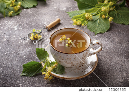 Healthy hot linden tea in cup 55306865