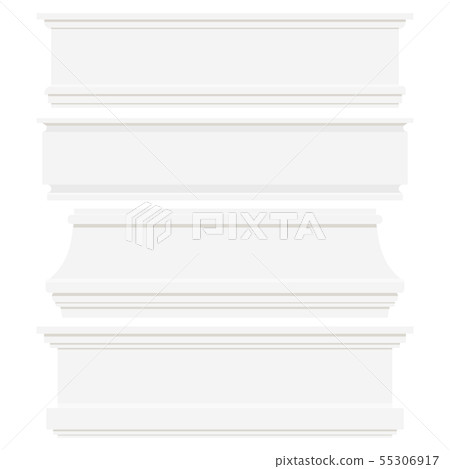 Set of white plastic or wood baseboards isolated on white background. 55306917