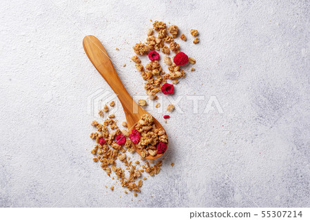 Homemade granola with dried berry 55307214