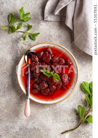 Homemade strawberry jam in plate Homemade strawberry jam in plate 55307691