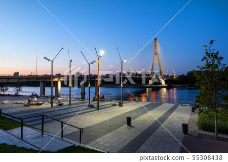 Vistula River Boulevard at Dusk in Warsaw Vistula River Boulevard at Dusk in Warsaw 55308438