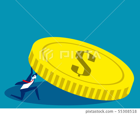 Businessman holding coin. Concept business weight 55308518