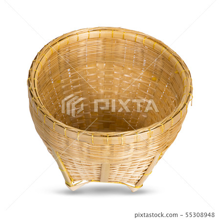 Wicker basket is handmade on white background 55308948