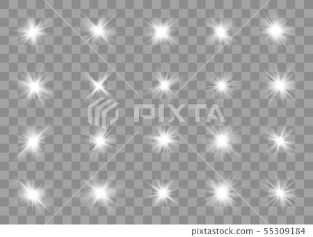 Set of Glowing Light Stars Set of Glowing Light Stars 55309184