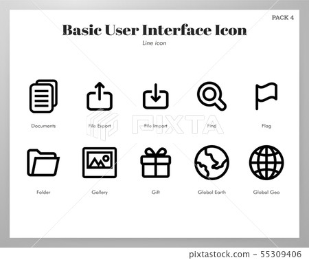 Basic UI icons Line pack 55309406