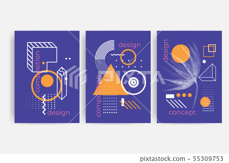 Posters set with bright bold geometric elements Posters set with bright bold geometric elements 55309753