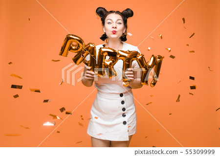 portrait of beautiful woman celebrating a party portrait of beautiful woman celebrating a party 55309999