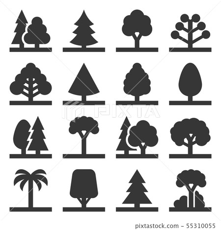 Tree Icons Set on White Background. Vector - Stock Illustration ...