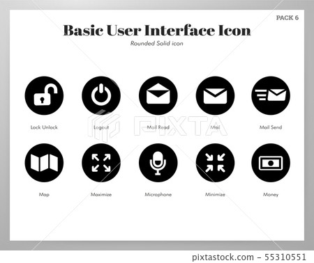 Basic UI icons rounded solid pack - Stock Illustration [55310551] - PIXTA