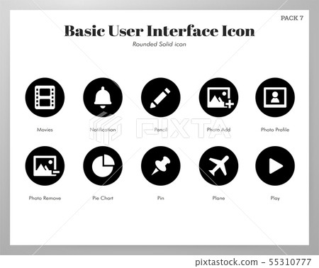 Basic UI icons rounded solid pack 55310777