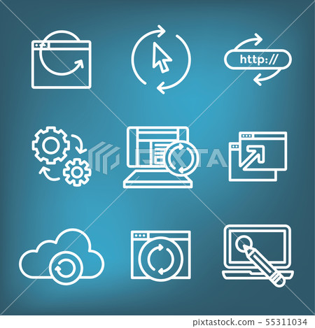 Website Update Icon Set with seo update, site 55311034
