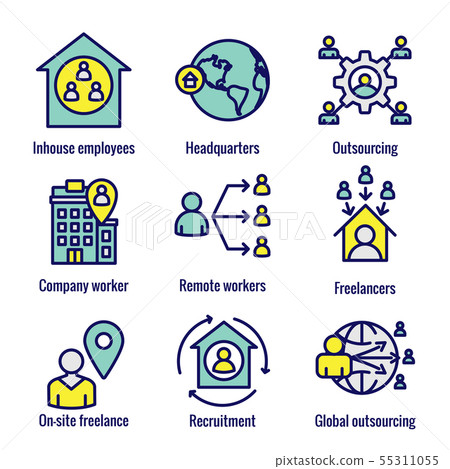 In-Company and Outsource Icon Set with In-Company and Outsource Icon Set with 55311055
