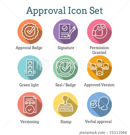 Approval and Signature Icon Set with Stamp & 55311068