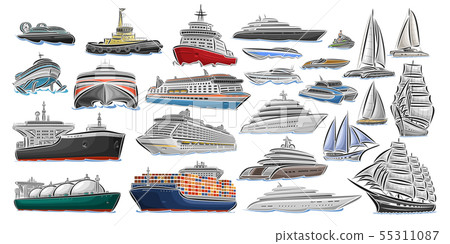Vector set of different Ships and Boats 55311087