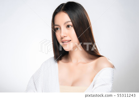 Beautiful Young Asian Woman with Clean Fresh Skin, 55311243