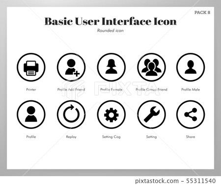 Basic UI icons rounded pack 55311540