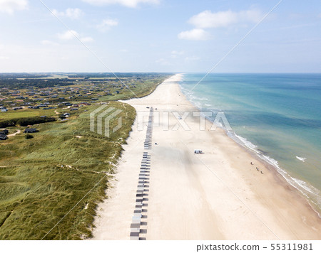 Aerial Drone View of Lokken Beach, Denmark 55311981