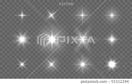 Star shines and light glow sparks, vector bright 55312294