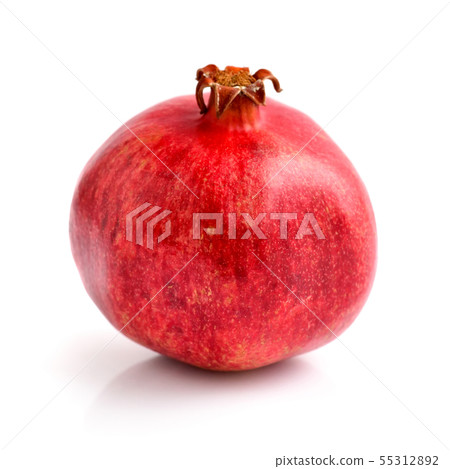 Single ripe pomegranate fruit isolated on white Single ripe pomegranate fruit isolated on white 55312892